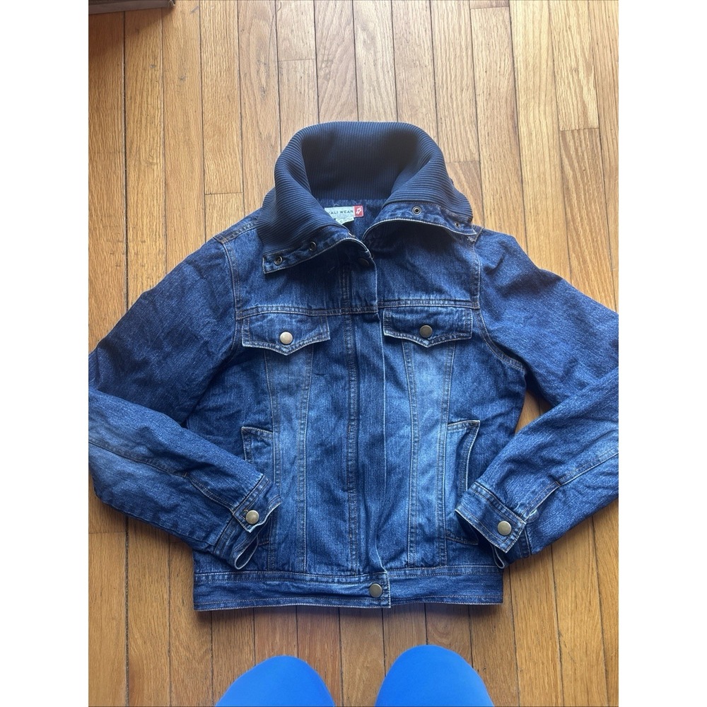 Early 2000s Y2K  Kali Wear Lined Denim Jean Jacket Snap Corduroy Collar MED